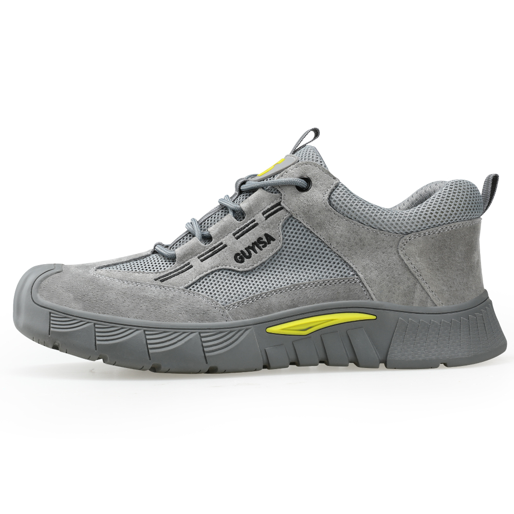GUYISA  Grey suede casual series European standard steel toe cap anti - smashing anti - piercing safety shoes