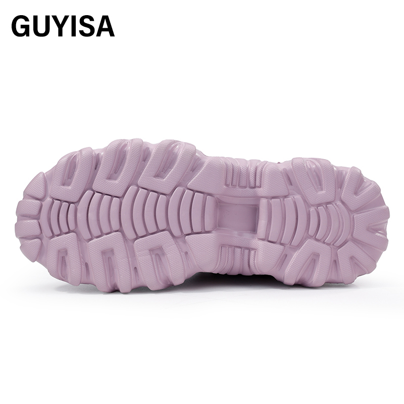 GUYISA  Pink new sports series safety shoes anti - smashing anti - piercing European standard steel toe cap rubber - plastic sole