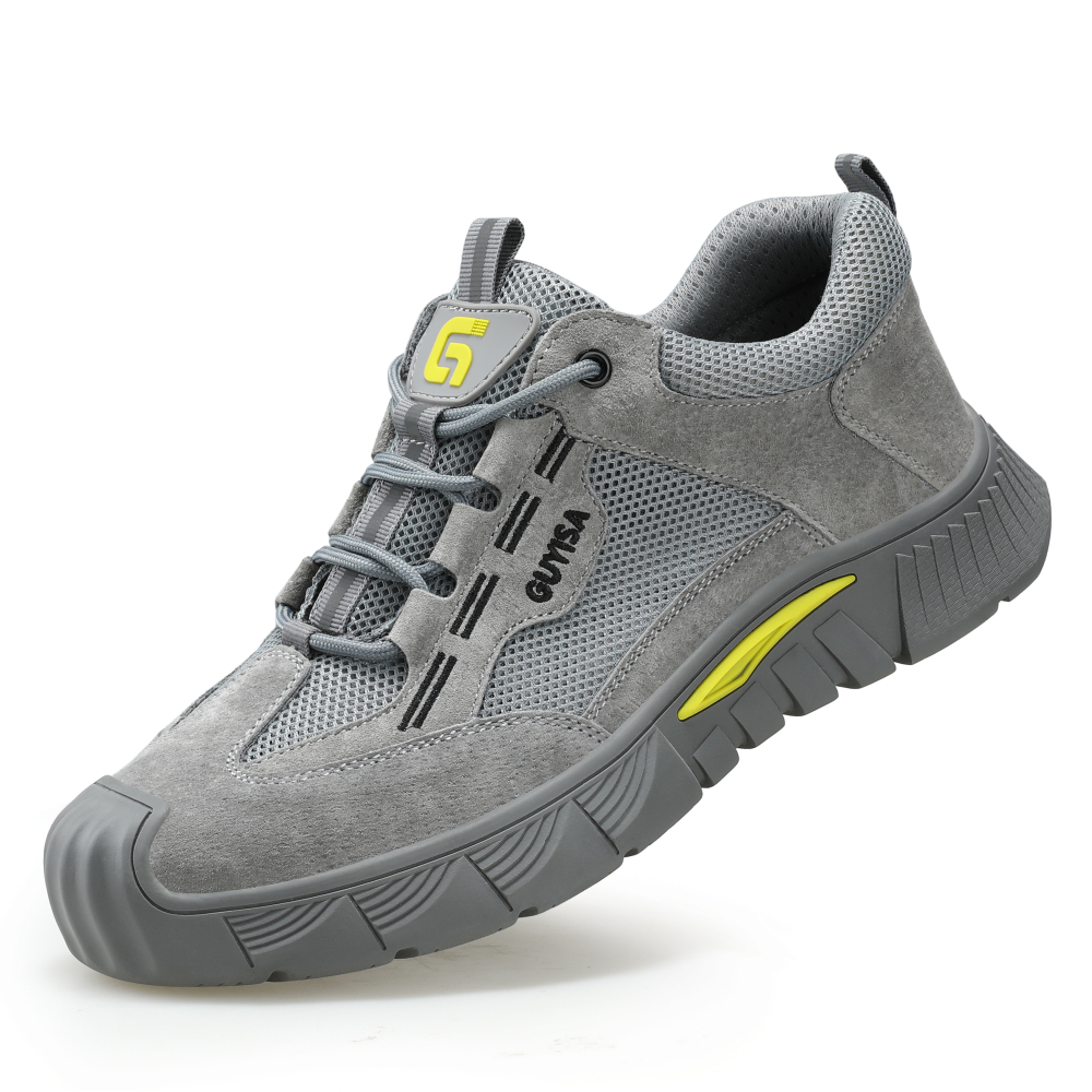 GUYISA  Grey suede casual series European standard steel toe cap anti - smashing anti - piercing safety shoes
