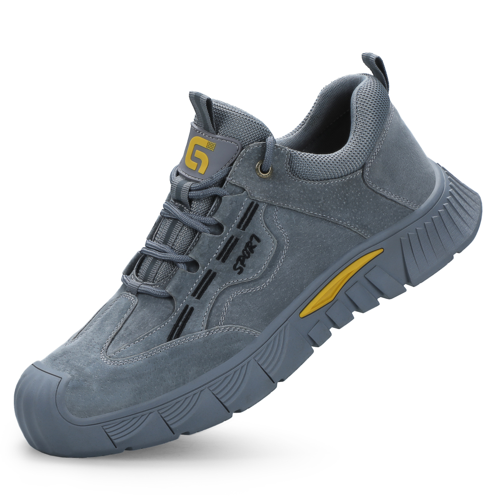 GUYISA  Suede grey casual series European standard steel toe cap anti - smashing anti - piercing safety shoes