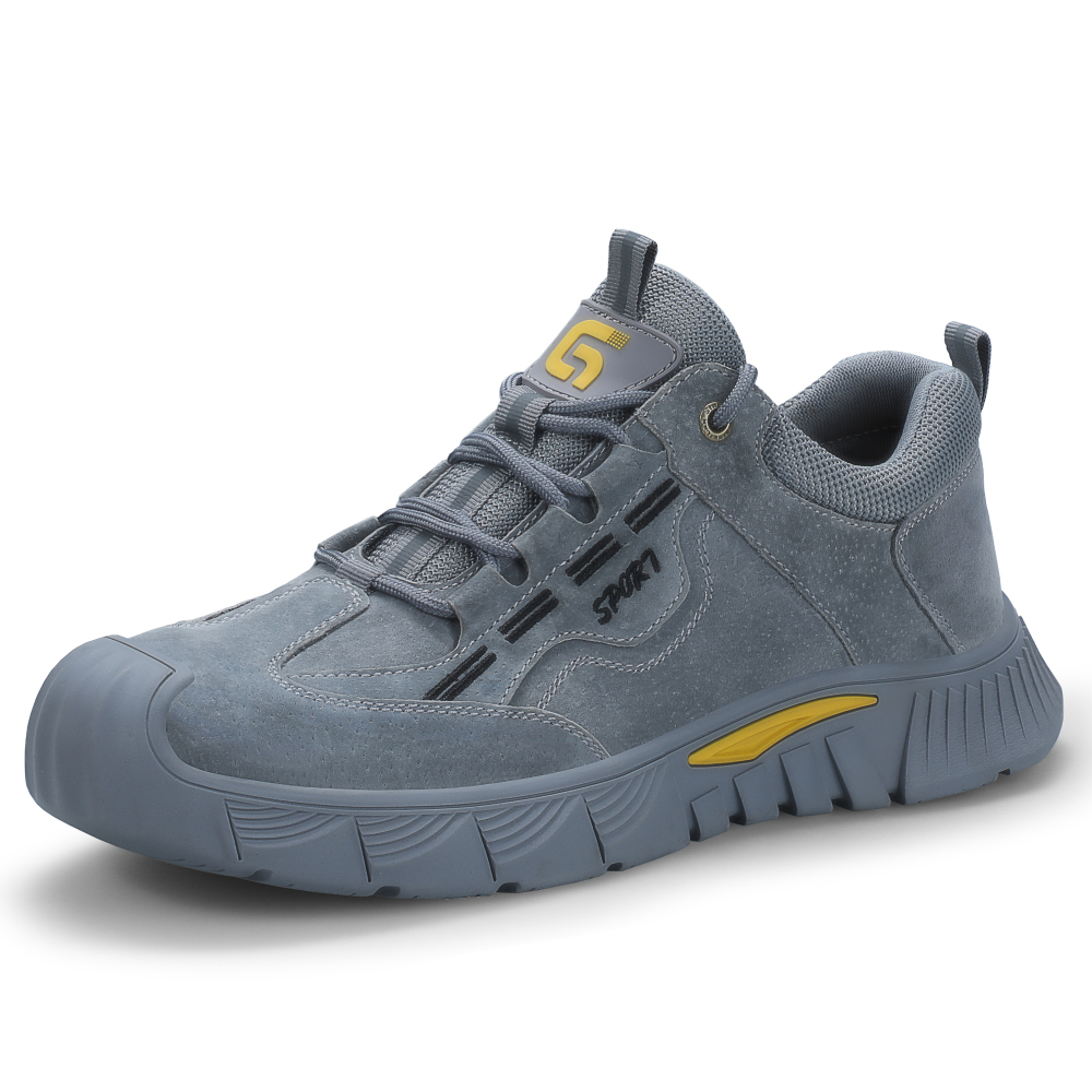 GUYISA  Suede grey casual series European standard steel toe cap anti - smashing anti - piercing safety shoes