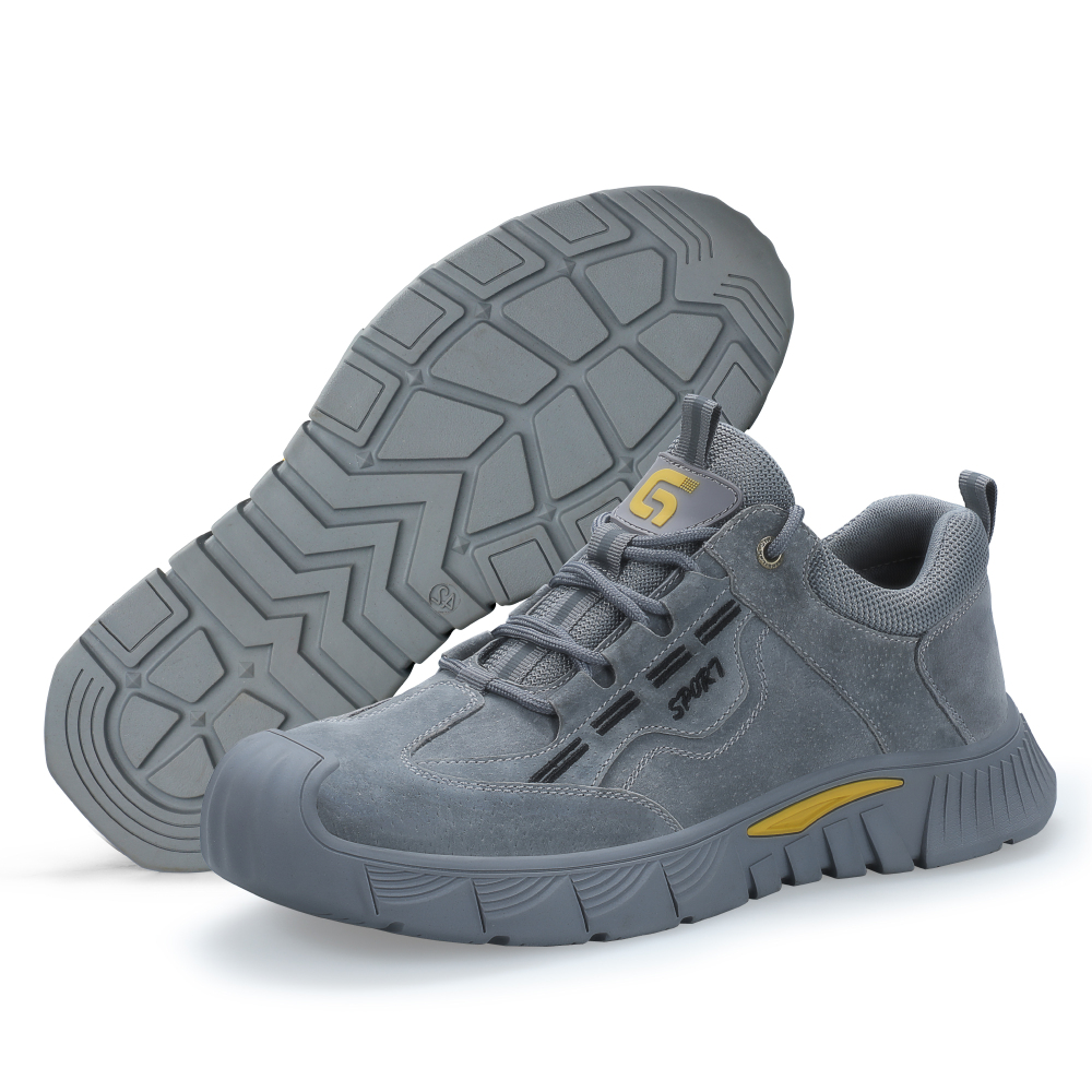 GUYISA  Suede grey casual series European standard steel toe cap anti - smashing anti - piercing safety shoes