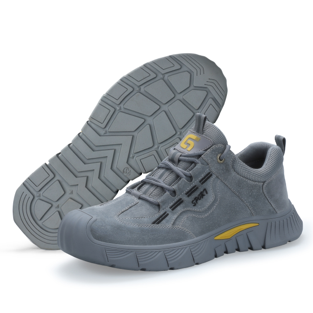 GUYISA  Suede grey casual series European standard steel toe cap anti - smashing anti - piercing safety shoes