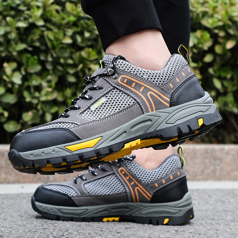 GUYISA  Black summer hiking series low - cut safety shoes European standard steel toe cap anti - smashing anti - piercing