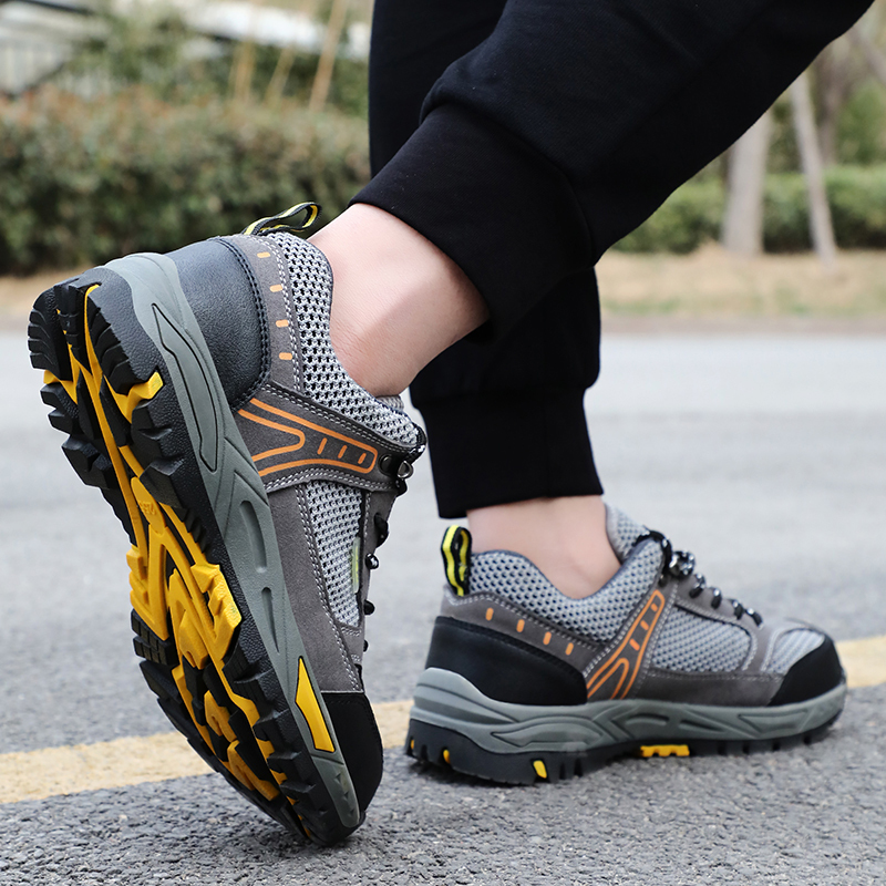 GUYISA  Black summer hiking series low - cut safety shoes European standard steel toe cap anti - smashing anti - piercing