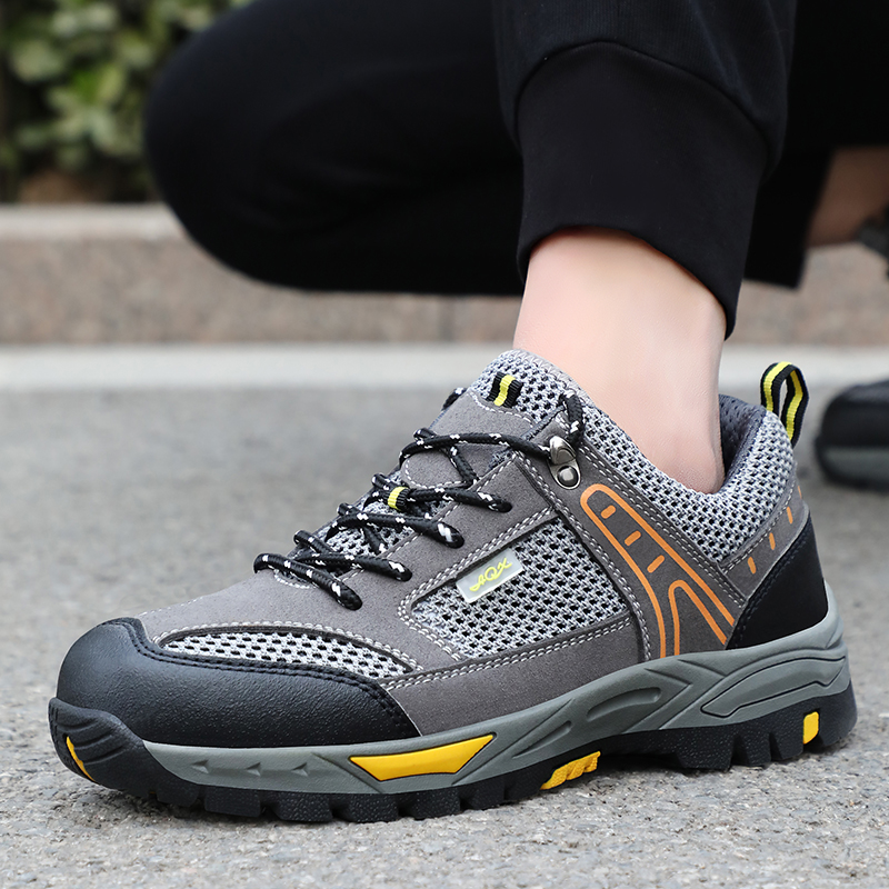 GUYISA  Black summer hiking series low - cut safety shoes European standard steel toe cap anti - smashing anti - piercing