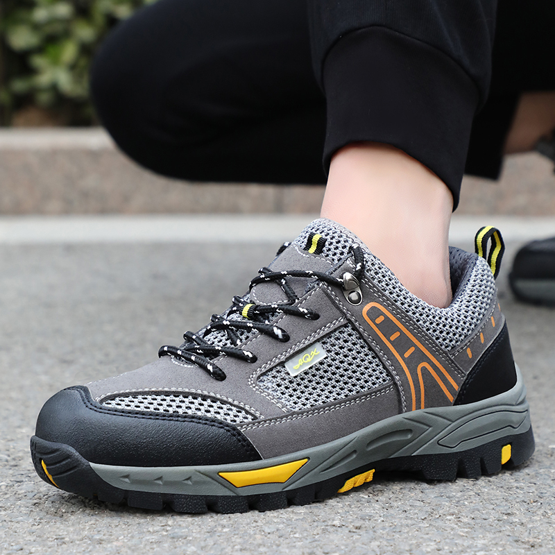 GUYISA  Black summer hiking series low - cut safety shoes European standard steel toe cap anti - smashing anti - piercing