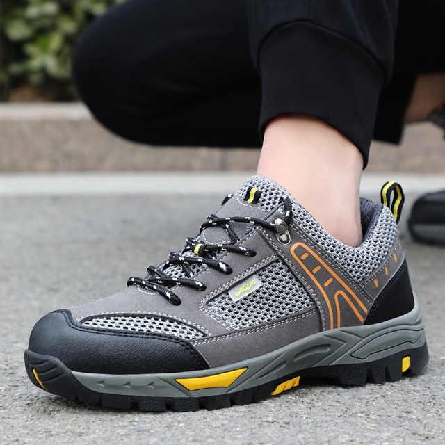 GUYISA  Black summer hiking series low - cut safety shoes European standard steel toe cap anti - smashing anti - piercing