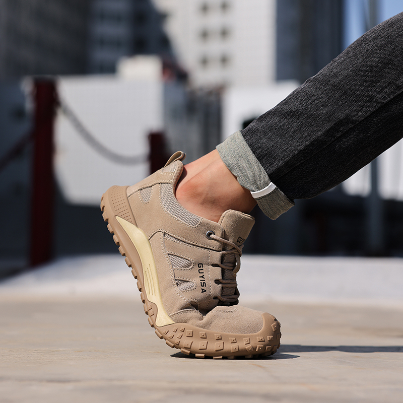 GUYISA  European standard steel toe cap casual series brown safety shoes anti - smashing anti - piercing