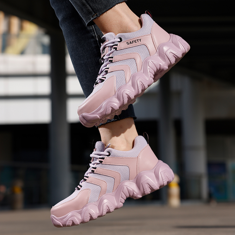 GUYISA  Pink new sports series safety shoes anti - smashing anti - piercing European standard steel toe cap rubber - plastic sole