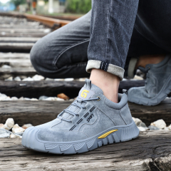 GUYISA  Suede grey casual series European standard steel toe cap anti - smashing anti - piercing safety shoes