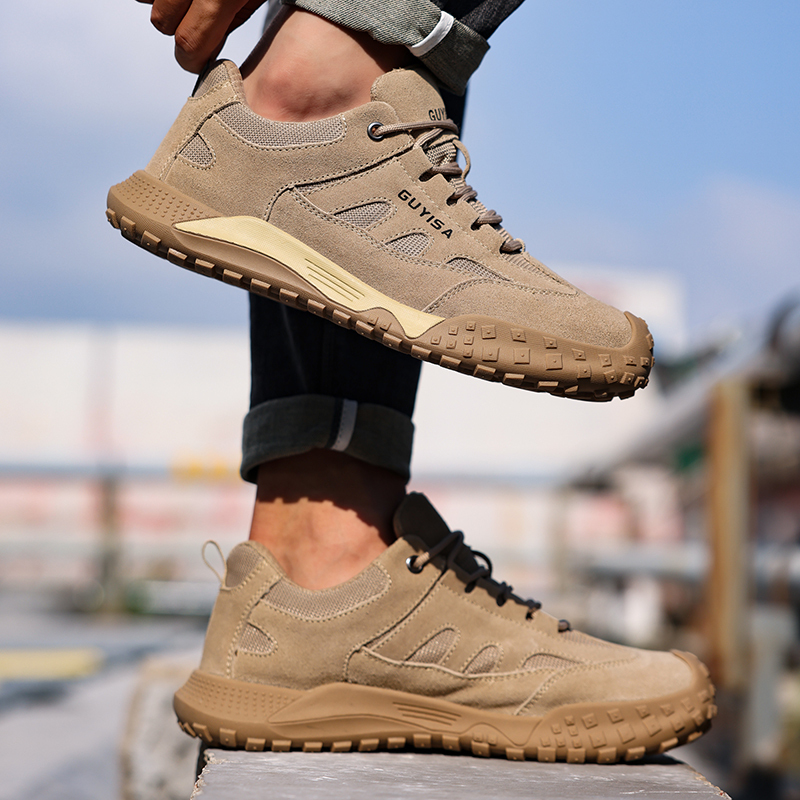 GUYISA  European standard steel toe cap casual series brown safety shoes anti - smashing anti - piercing