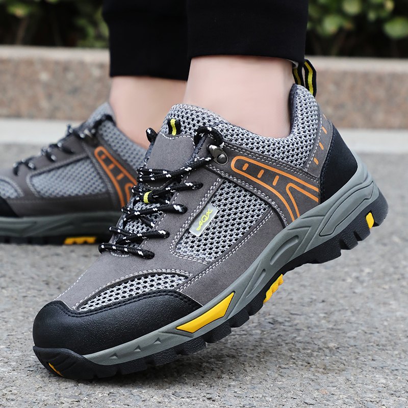 GUYISA  Black summer hiking series low - cut safety shoes European standard steel toe cap anti - smashing anti - piercing