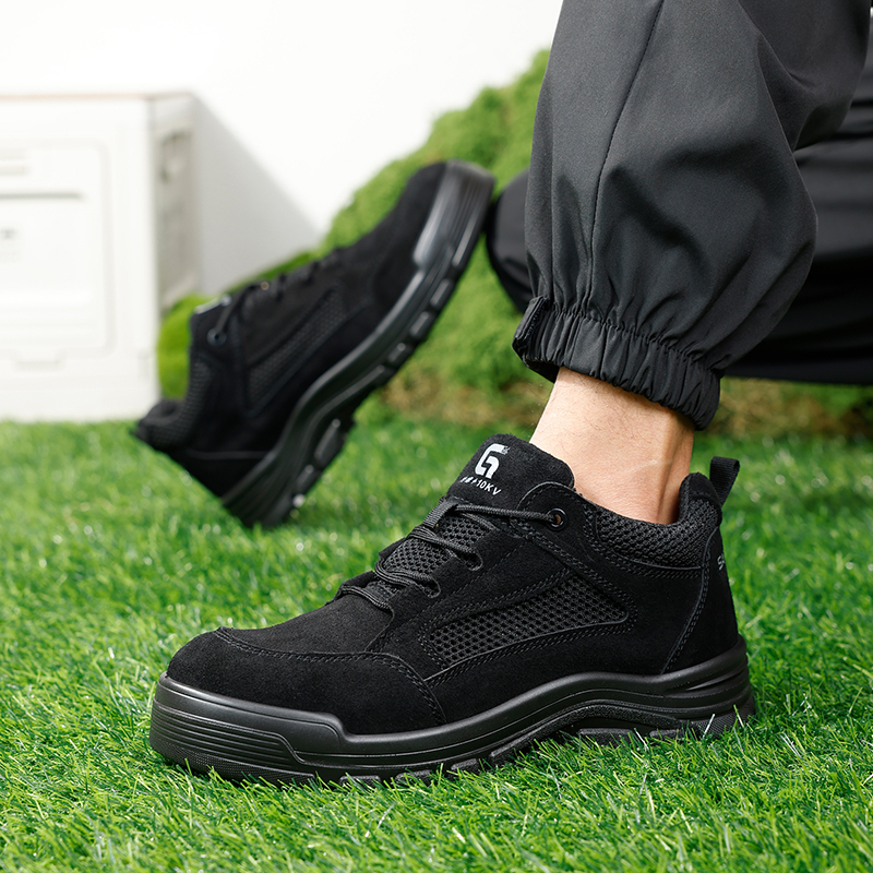 GUYISA  Black up - to - standard plastic toe cap insulating 10KV anti - smashing anti - piercing safety shoes
