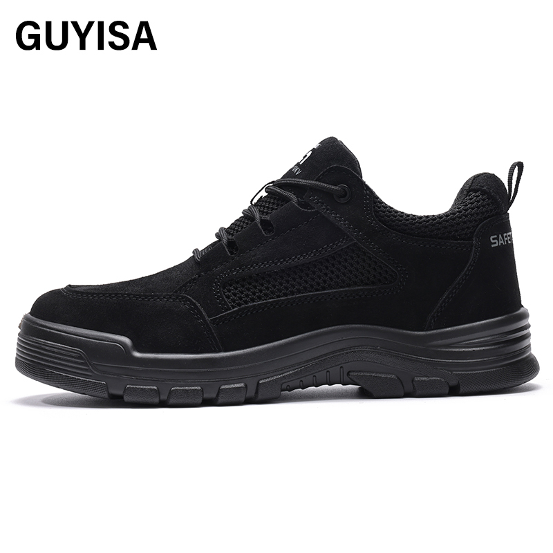 GUYISA  Black up - to - standard plastic toe cap insulating 10KV anti - smashing anti - piercing safety shoes