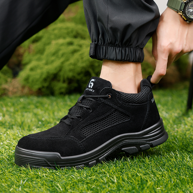 GUYISA  Black up - to - standard plastic toe cap insulating 10KV anti - smashing anti - piercing safety shoes
