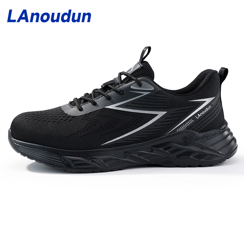 GUYISA  Black flying woven fabric European standard steel toe cap anti - smashing and anti - piercing safety shoes