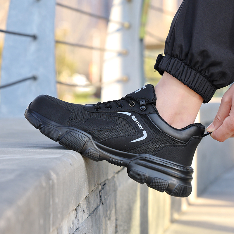 GUYISA  Insulated 10KV compliant plastic toe cap black anti - smash and anti - pierce safety shoes