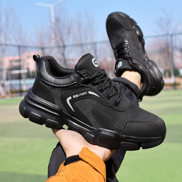 GUYISA  Insulated 10KV compliant plastic toe cap black anti - smash and anti - pierce safety shoes