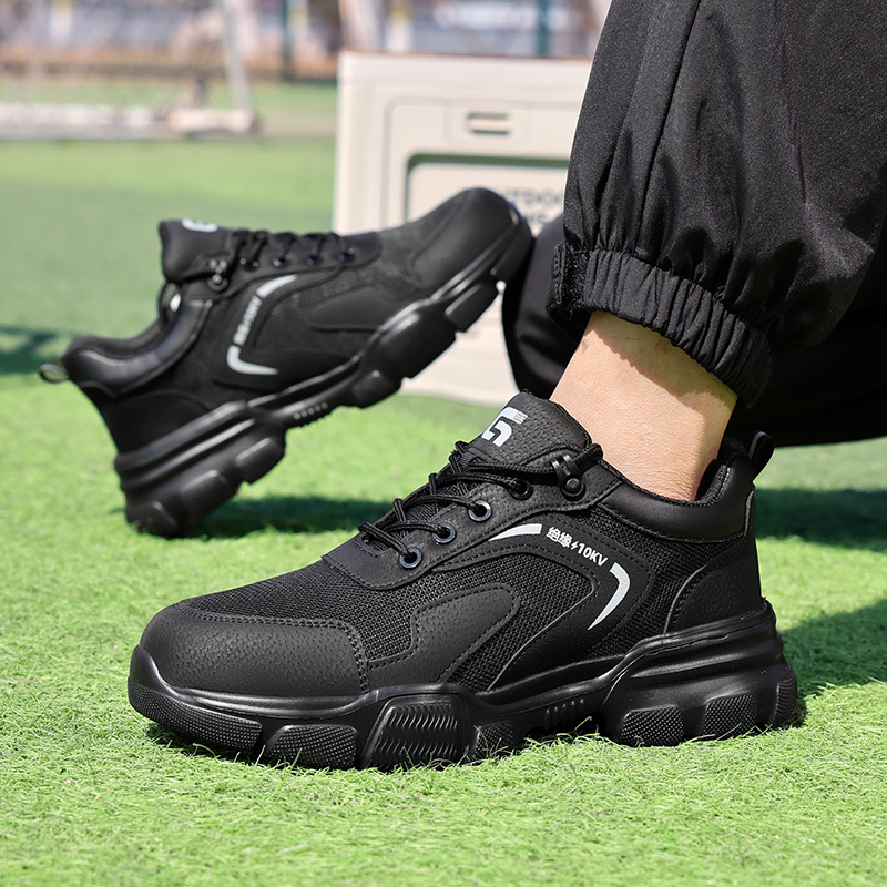 GUYISA  Insulated 10KV compliant plastic toe cap black anti - smash and anti - pierce safety shoes