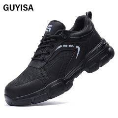 GUYISA  Insulated 10KV compliant plastic toe cap black anti - smash and anti - pierce safety shoes