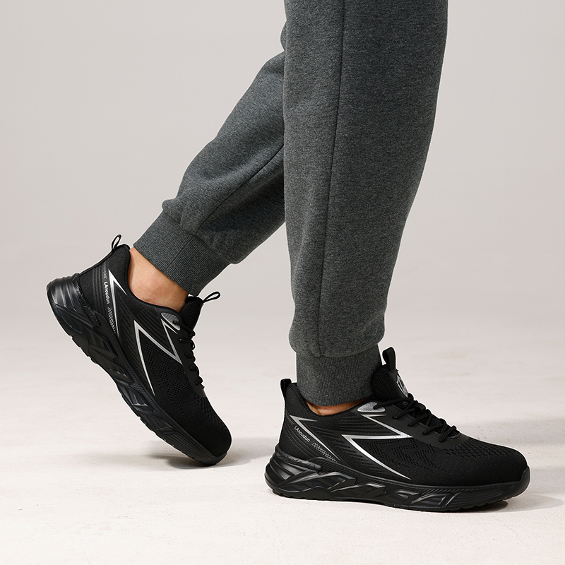 GUYISA  Black flying woven fabric European standard steel toe cap anti - smashing and anti - piercing safety shoes