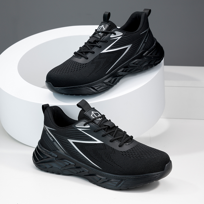 GUYISA  Black flying woven fabric European standard steel toe cap anti - smashing and anti - piercing safety shoes