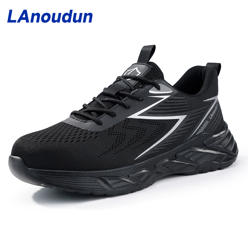 GUYISA  Black flying woven fabric European standard steel toe cap anti - smashing and anti - piercing safety shoes