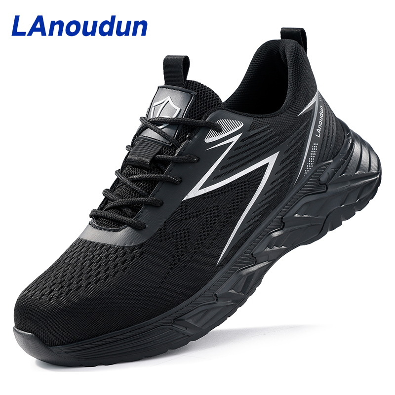 GUYISA  Black flying woven fabric European standard steel toe cap anti - smashing and anti - piercing safety shoes