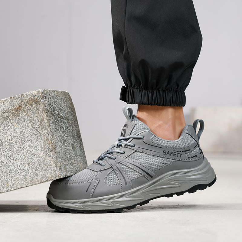GUYISA  Gray leisure series European standard steel toe solid double - density polyurethane PU anti - smash anti - pierce safety shoes