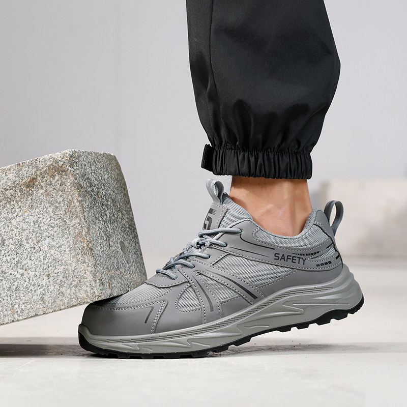 GUYISA  Gray leisure series European standard steel toe solid double - density polyurethane PU anti - smash anti - pierce safety shoes