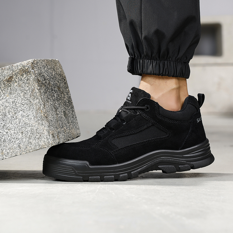 GUYISA   Black suede up - to - standard plastic toe cap 10KV insulated anti - smash anti - pierce foot protection shoes）