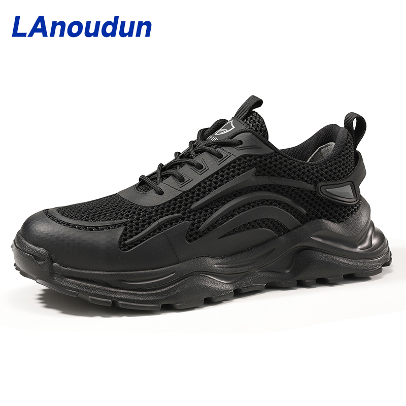 GUYISA  Black popular lightweight sports 10KV insulated European standard fiberglass toe cap anti - smash anti - pierce foot safety shoes