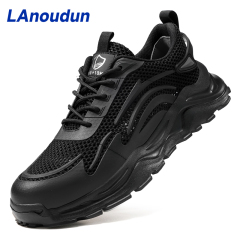 GUYISA  Black popular lightweight sports 10KV insulated European standard fiberglass toe cap anti - smash anti - pierce foot safety shoes