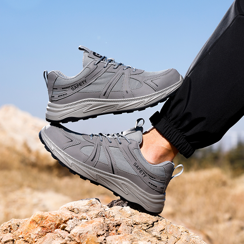 GUYISA  Gray leisure series European standard steel toe solid double - density polyurethane PU anti - smash anti - pierce safety shoes