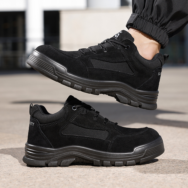 GUYISA   Black suede up - to - standard plastic toe cap 10KV insulated anti - smash anti - pierce foot protection shoes）