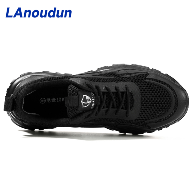 GUYISA  Black popular lightweight sports 10KV insulated European standard fiberglass toe cap anti - smash anti - pierce foot safety shoes