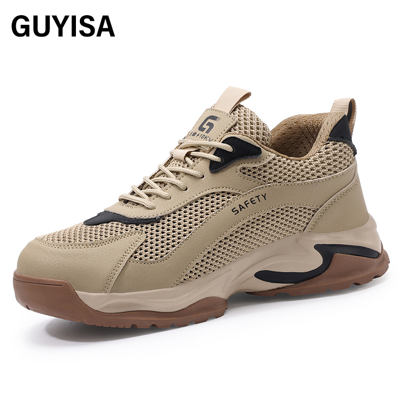 GUYISA  Microfiber khaki new solid MD sole 10KV insulated anti - smash anti - pierce foot protection shoes