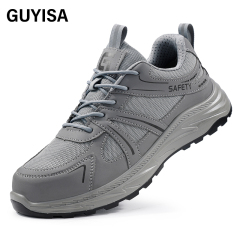 GUYISA  Gray leisure series European standard steel toe solid double - density polyurethane PU anti - smash anti - pierce safety shoes