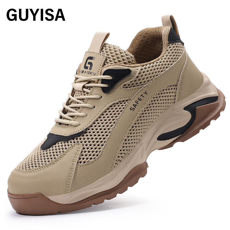 GUYISA  Microfiber khaki new solid MD sole 10KV insulated anti - smash anti - pierce foot protection shoes