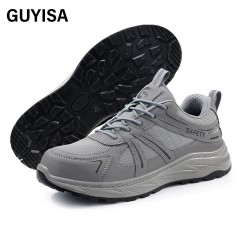 GUYISA  Gray leisure series European standard steel toe solid double - density polyurethane PU anti - smash anti - pierce safety shoes
