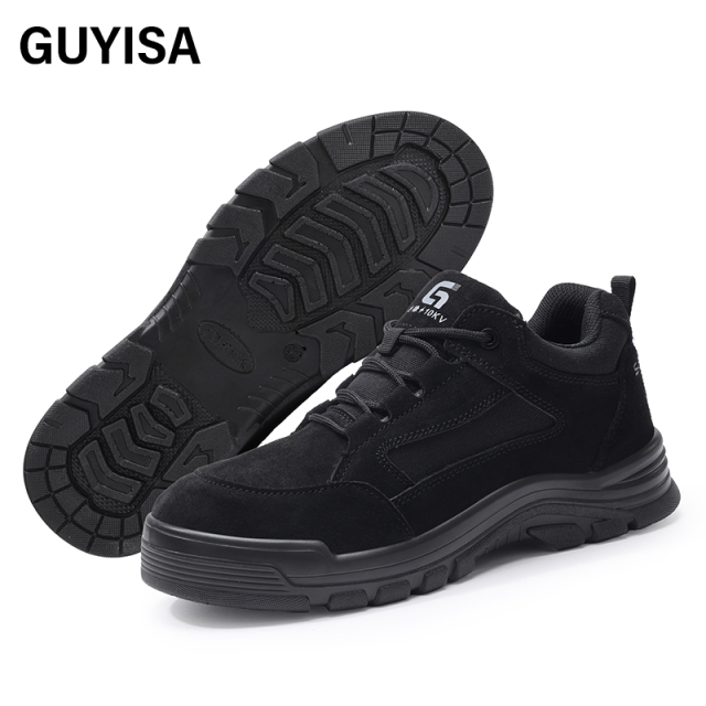 GUYISA   Black suede up - to - standard plastic toe cap 10KV insulated anti - smash anti - pierce foot protection shoes）