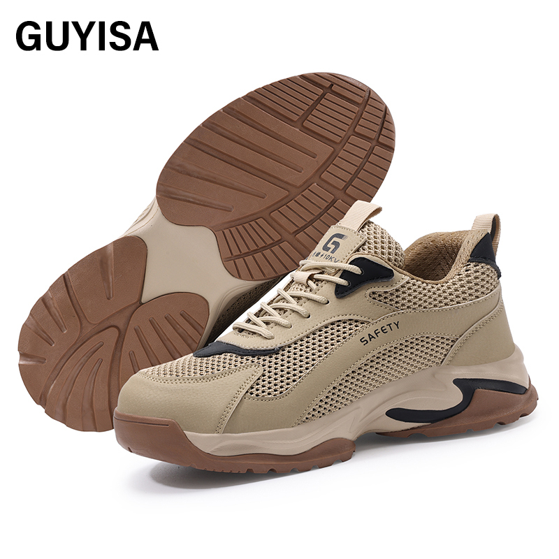 GUYISA  Microfiber khaki new solid MD sole 10KV insulated anti - smash anti - pierce foot protection shoes