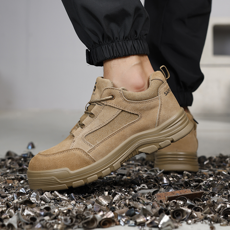 GUYISA  Brown up - to - standard plastic toe cap 10KV insulated anti - smash anti - pierce foot protection shoes