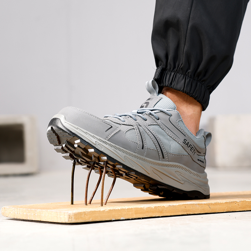 GUYISA  Gray leisure series European standard steel toe solid double - density polyurethane PU anti - smash anti - pierce safety shoes