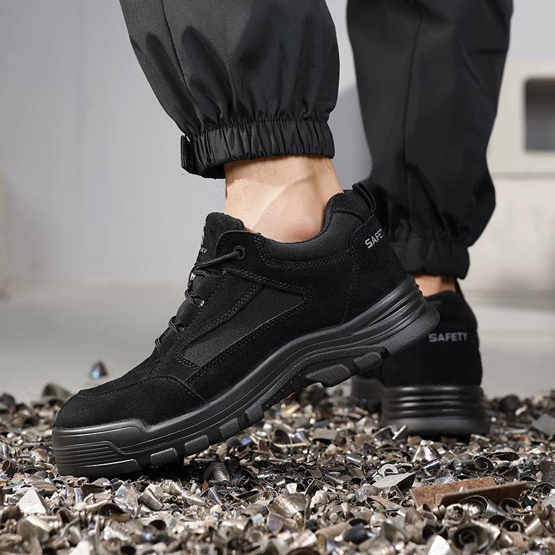 GUYISA   Black suede up - to - standard plastic toe cap 10KV insulated anti - smash anti - pierce foot protection shoes）