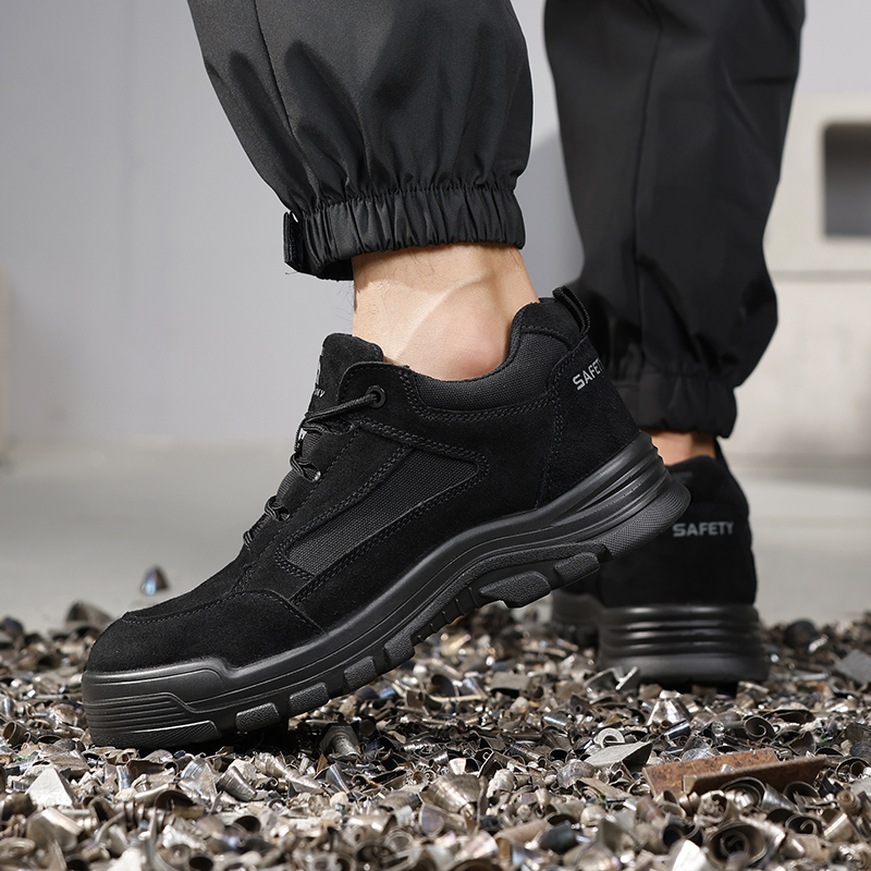 GUYISA   Black suede up - to - standard plastic toe cap 10KV insulated anti - smash anti - pierce foot protection shoes）