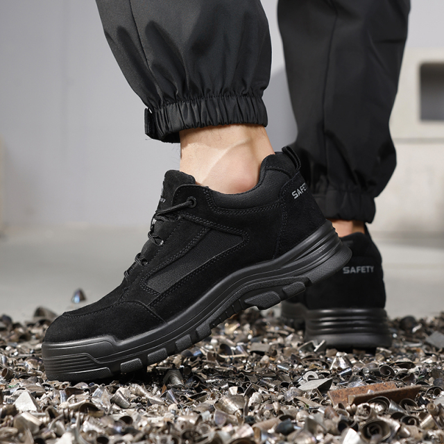 GUYISA   Black suede up - to - standard plastic toe cap 10KV insulated anti - smash anti - pierce foot protection shoes）