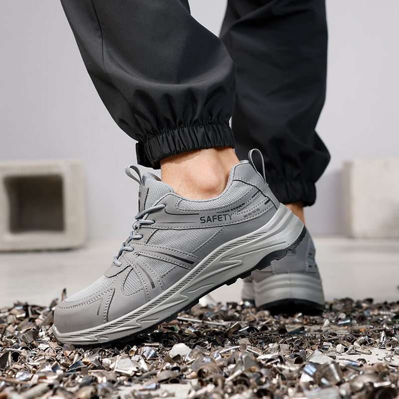 GUYISA  Gray leisure series European standard steel toe solid double - density polyurethane PU anti - smash anti - pierce safety shoes