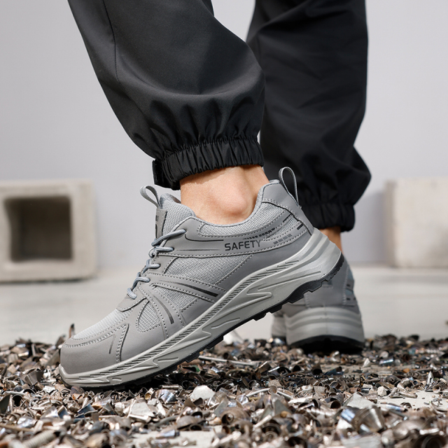GUYISA  Gray leisure series European standard steel toe solid double - density polyurethane PU anti - smash anti - pierce safety shoes